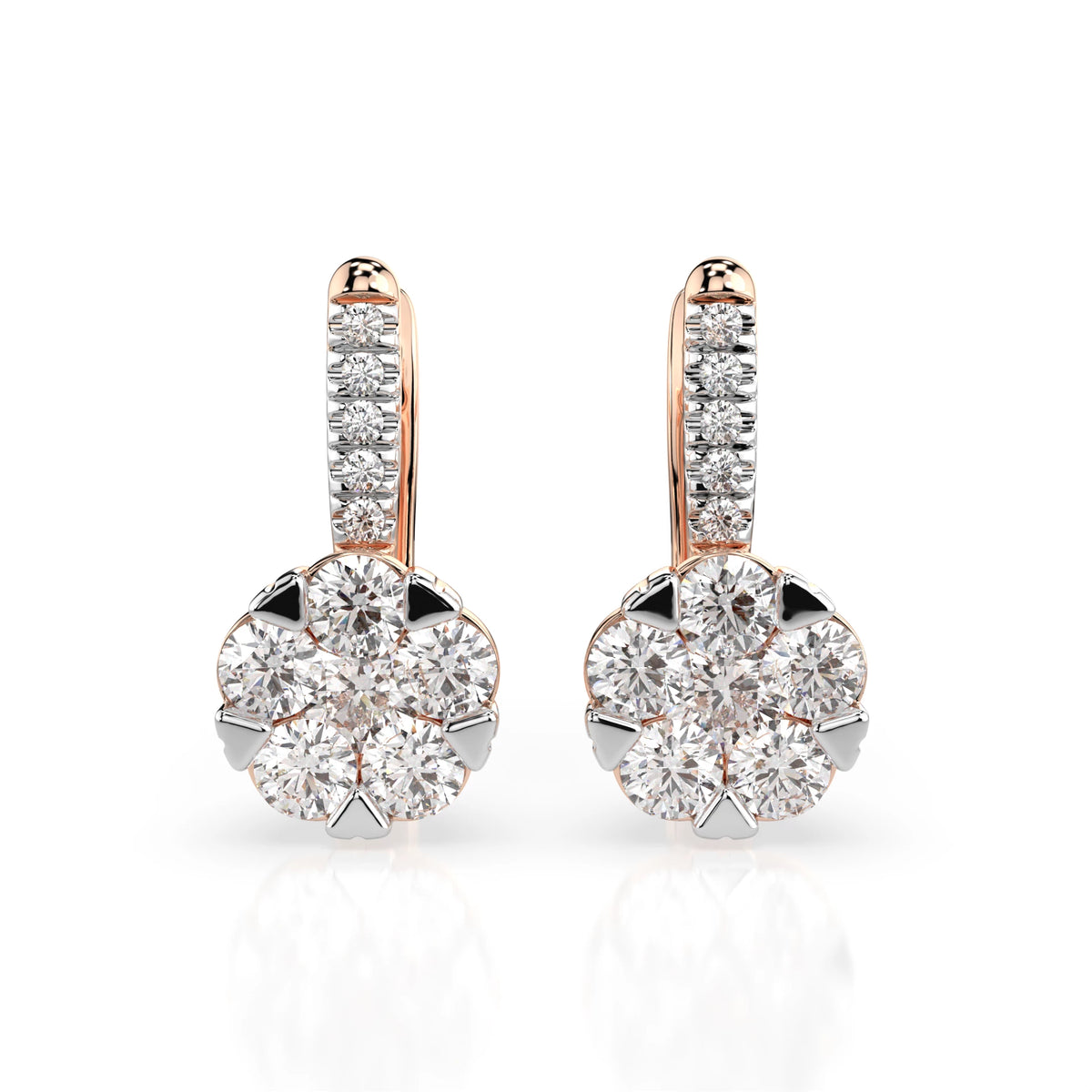 Cercei din Aur cu Diamante, Forma Rotund Briliant, 1,25 CT