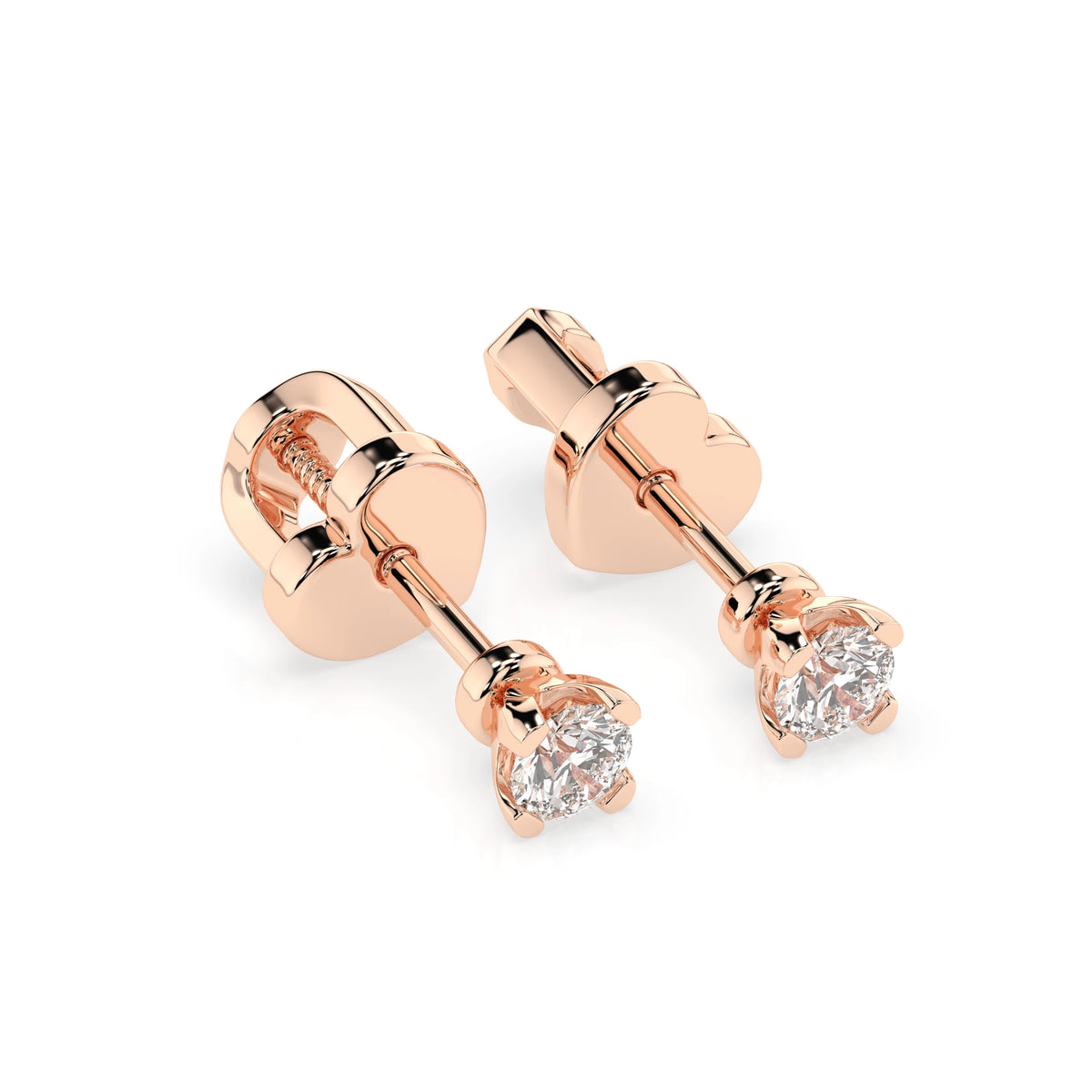 Cercei din Aur cu Diamante, Forma Rotund Briliant, 0,30 CT