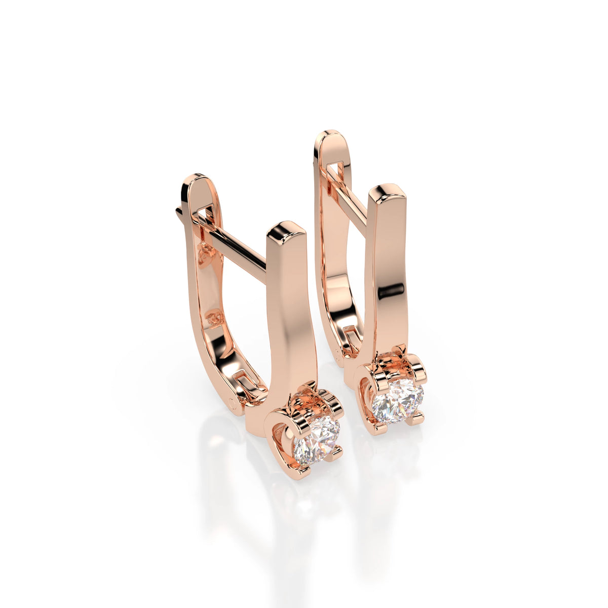 Cercei din Aur cu Diamante, Forma Rotund Briliant, 0,30 CT
