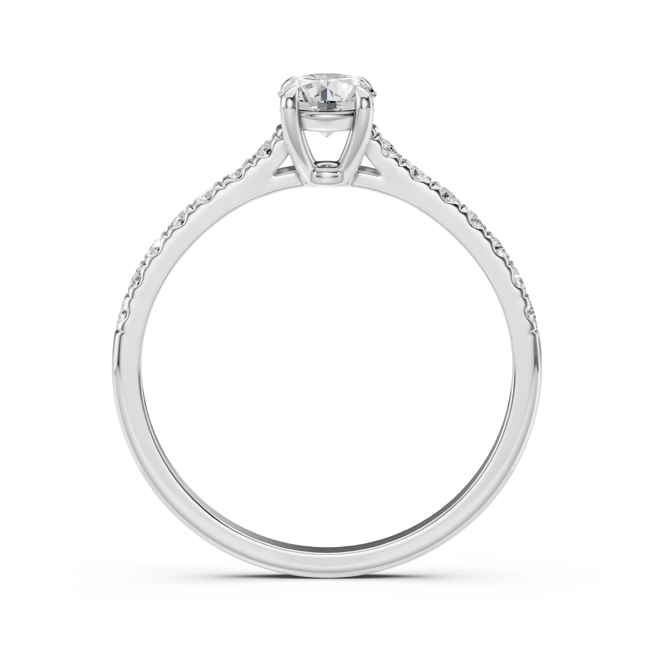 Inel de Logodnă din Aur cu Diamant Central și Diamante Laterale Rotunde 0.71 CT