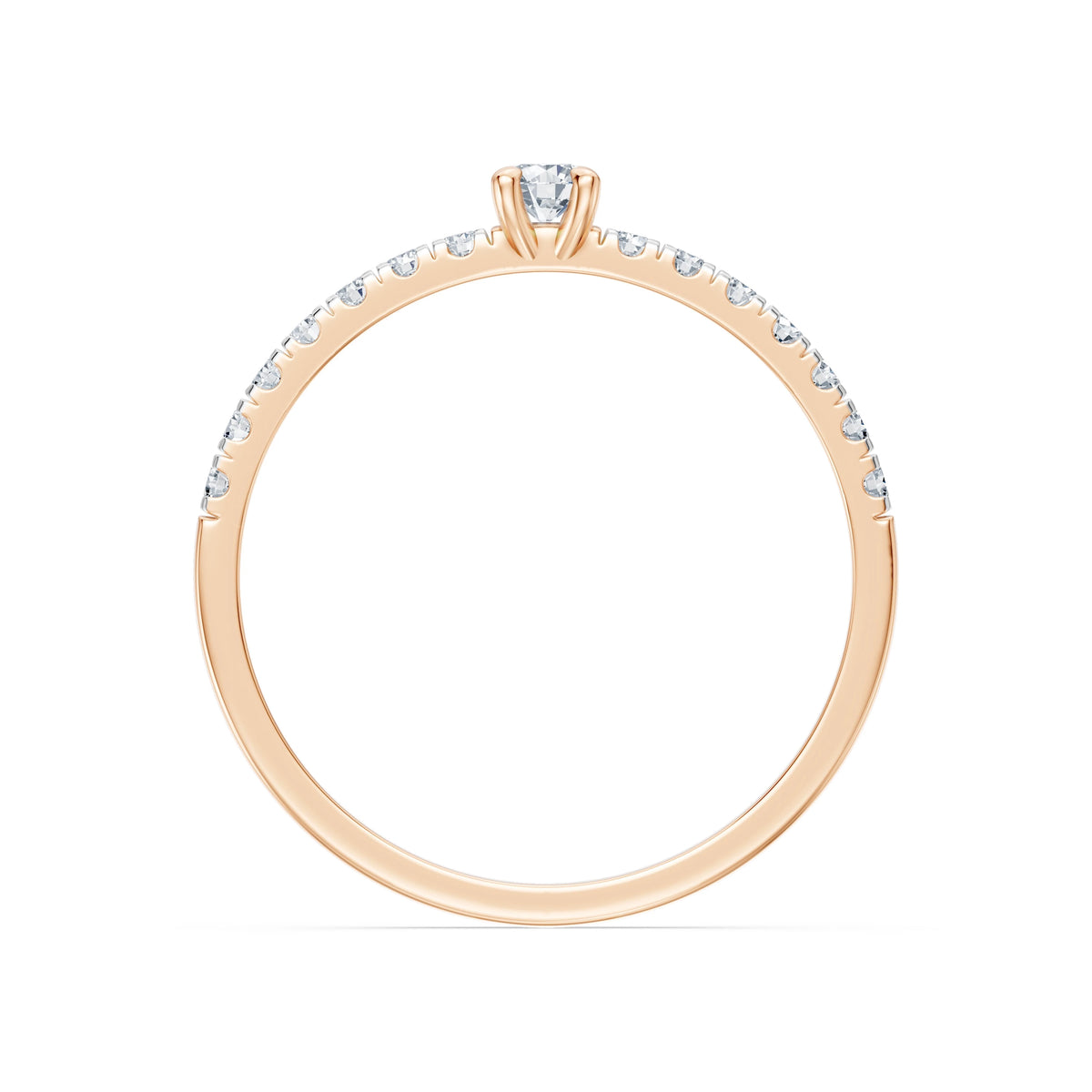 Inel de Logodnă din Aur cu Diamant Central Rotund Briliant și Diamante Laterale 0,30 CT