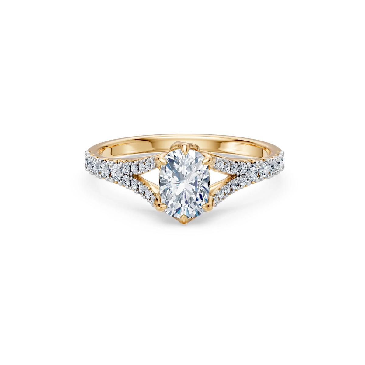 Inel de Logodnă din Aur cu Diamant Central Cushion și Diamante Laterale 1,29 CT