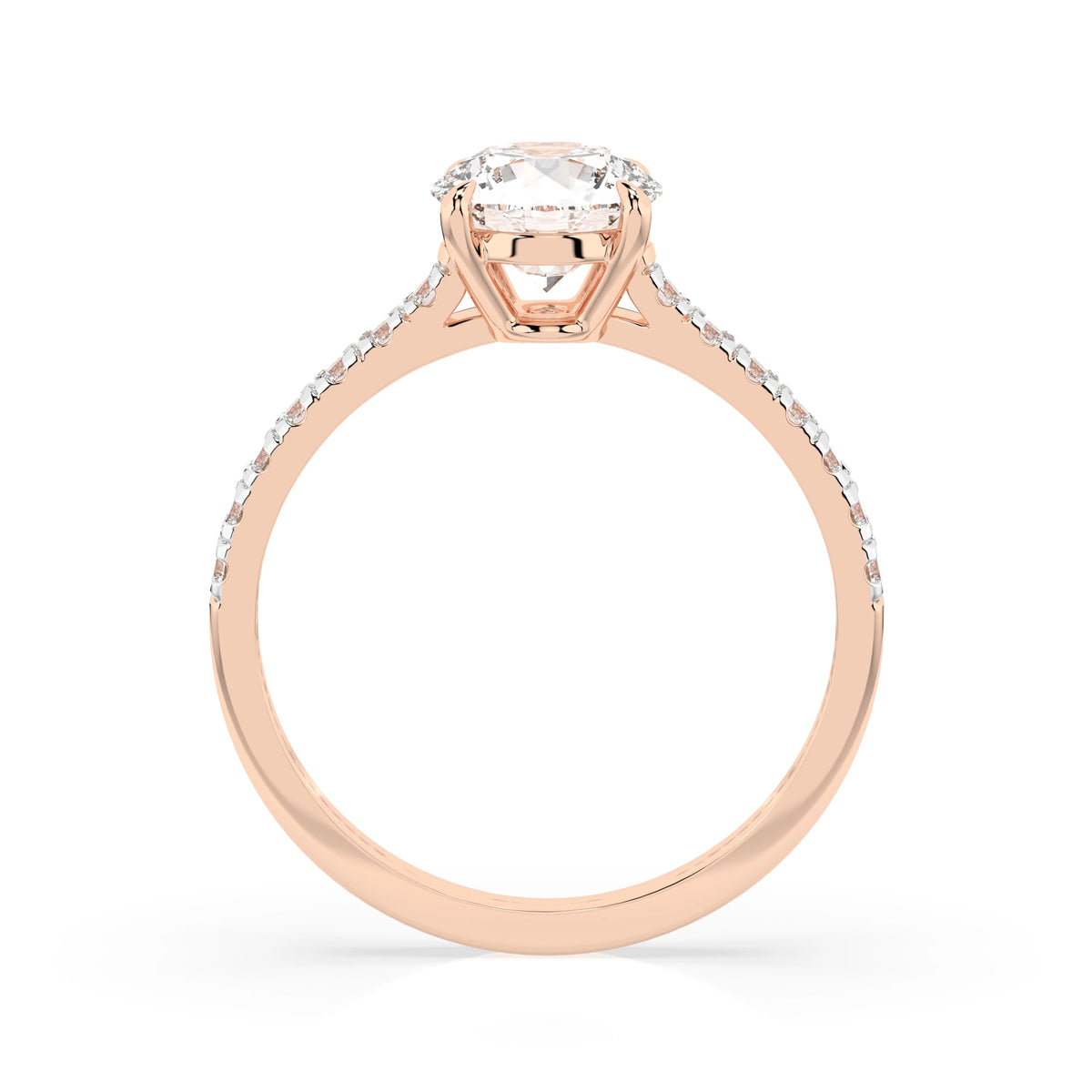 Inel de Logodnă din Aur cu Diamant Central Rotund Briliant și Diamante Laterale 1,21 CT