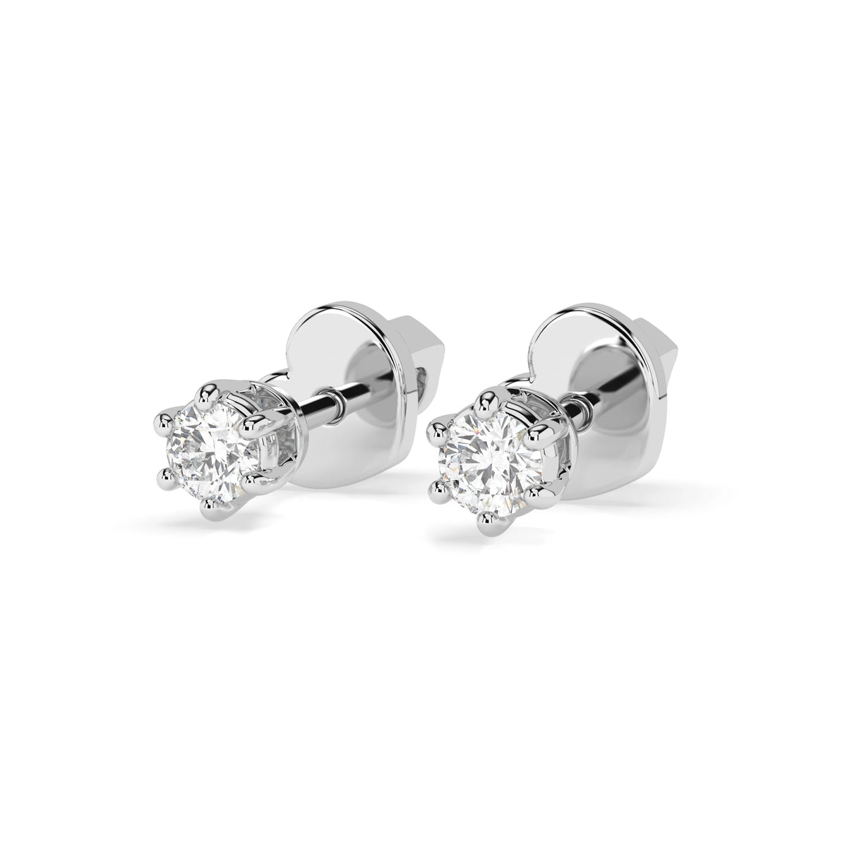 Cercei din Aur cu Diamante, Forma Rotund Briliant, 0,12 CT