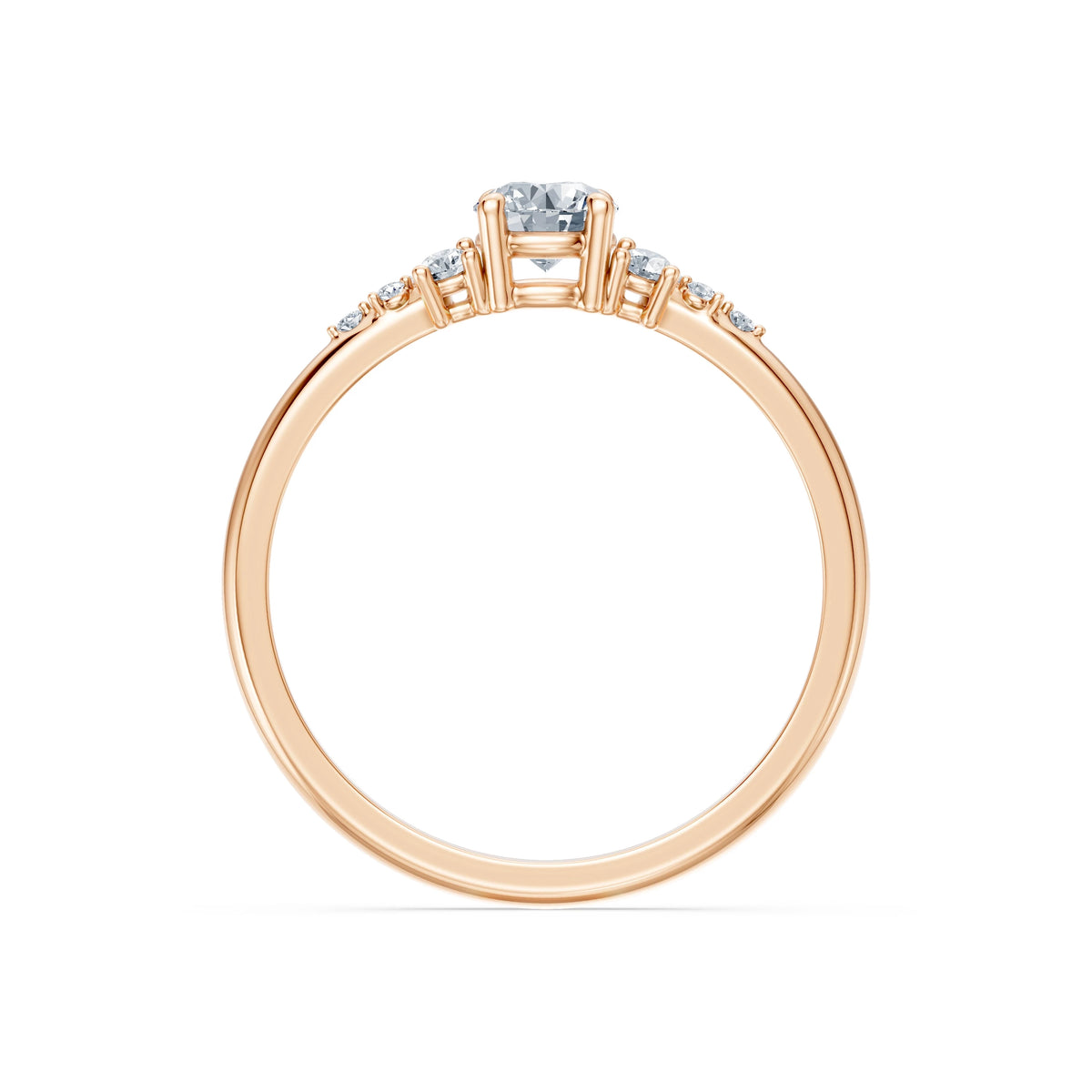 Inel de Logodnă din Aur cu Diamant Central Rotund Briliant și Diamante Laterale 0,46 CT