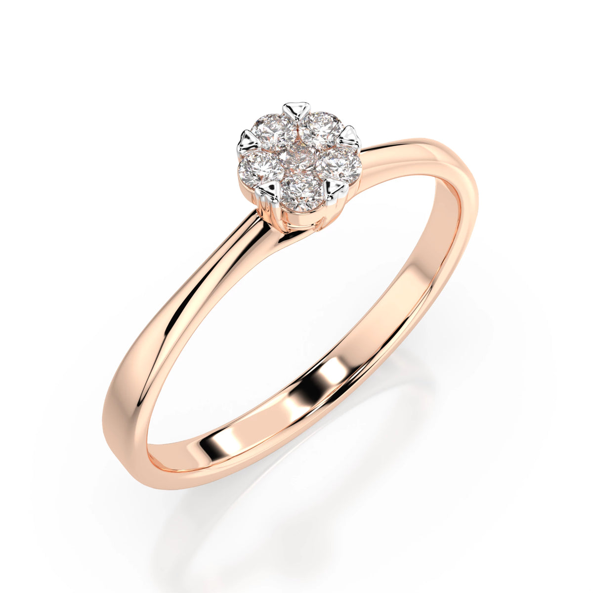 Inel din Aur cu Diamante, Forma Rotund Briliant, 0,12 CT