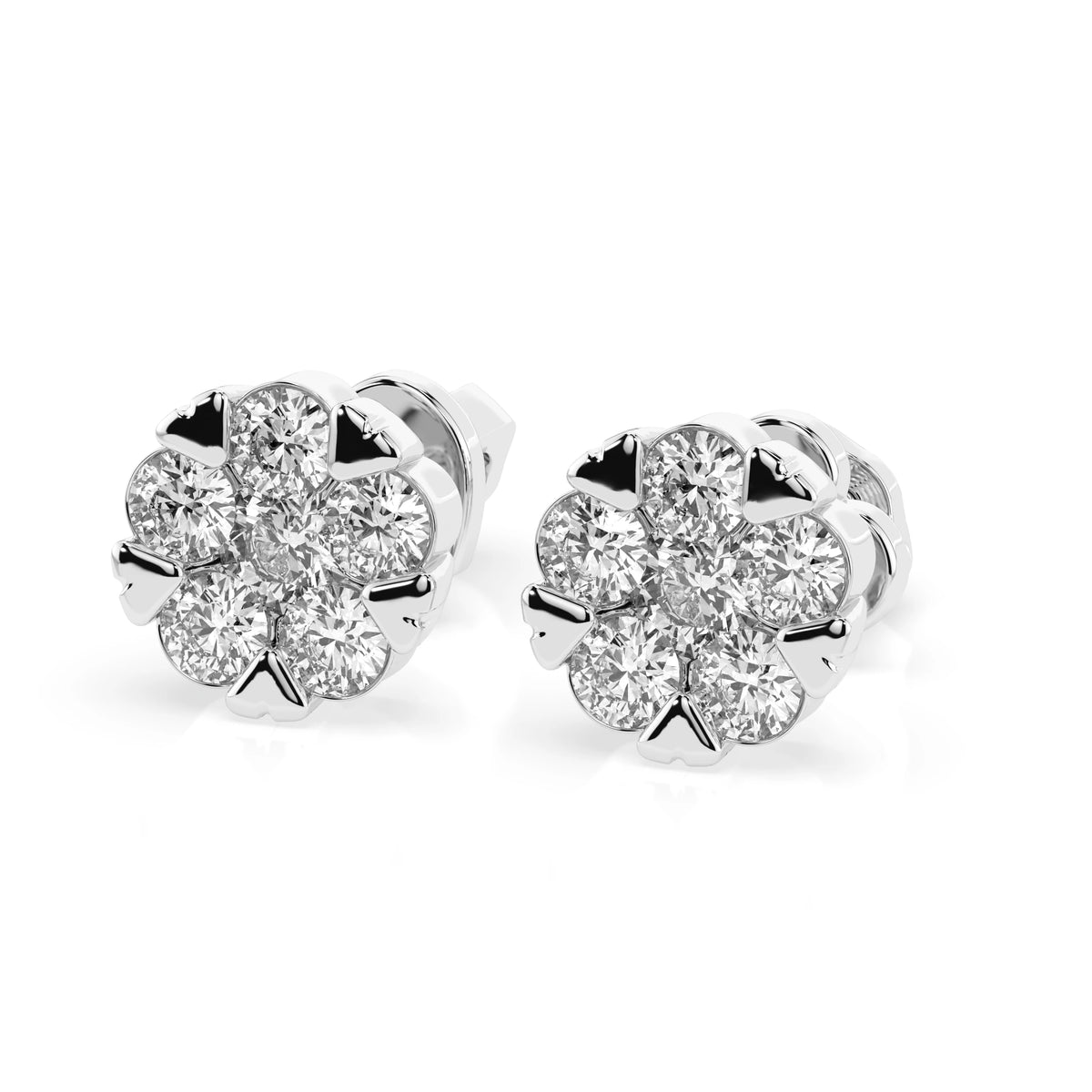 Cercei din Aur cu Diamante, Forma Rotund Briliant, 1,17 CT