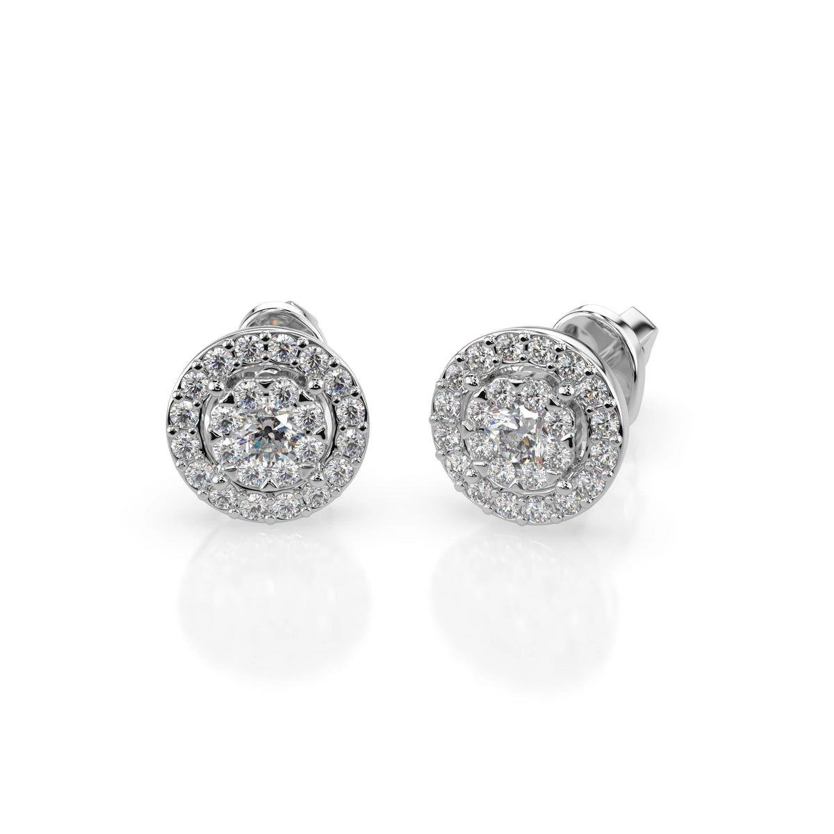 Cercei din Aur cu Diamante, Forma Rotund Briliant, 0,36 CT