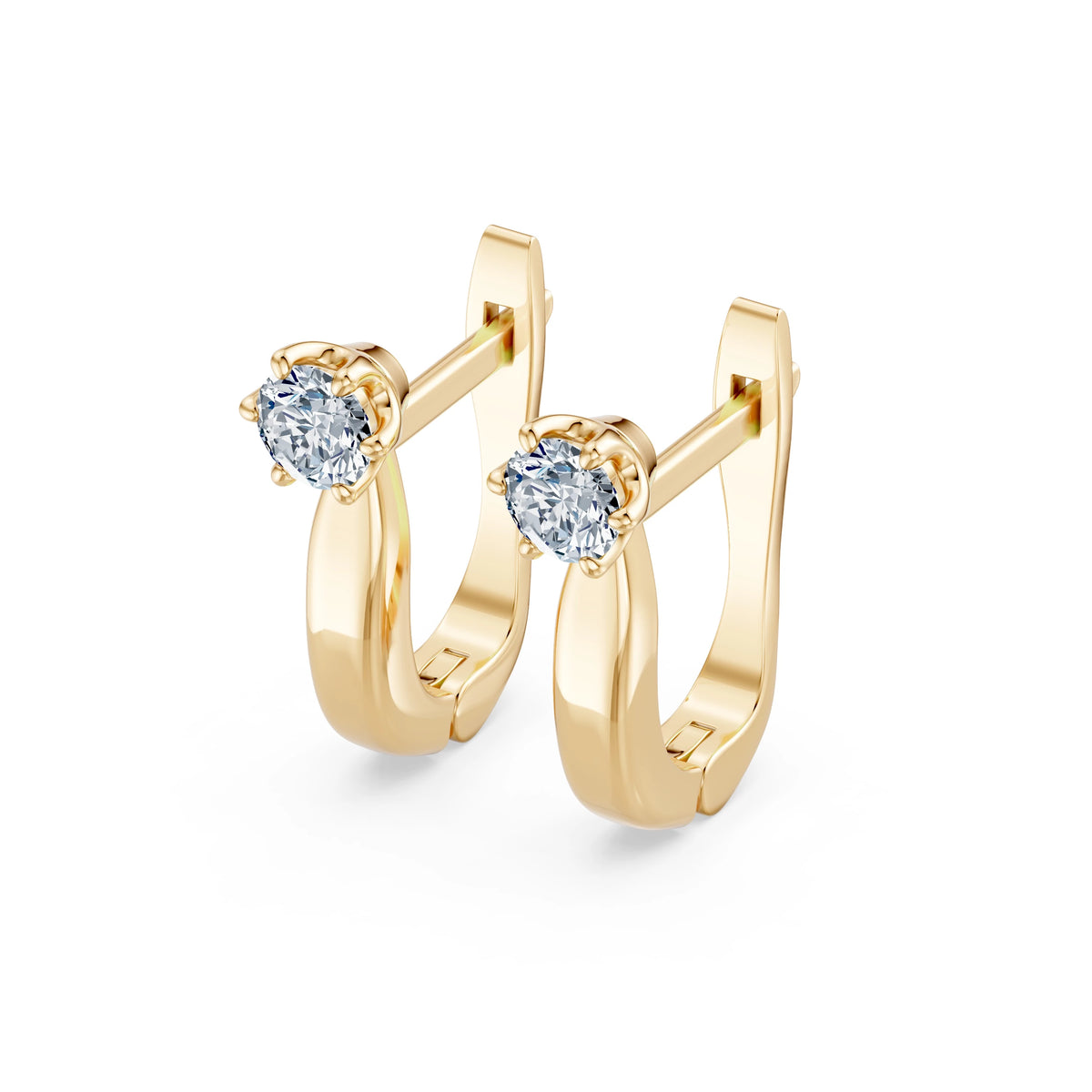 Cercei din Aur cu Diamante, Forma Rotund Briliant, 0,50 CT
