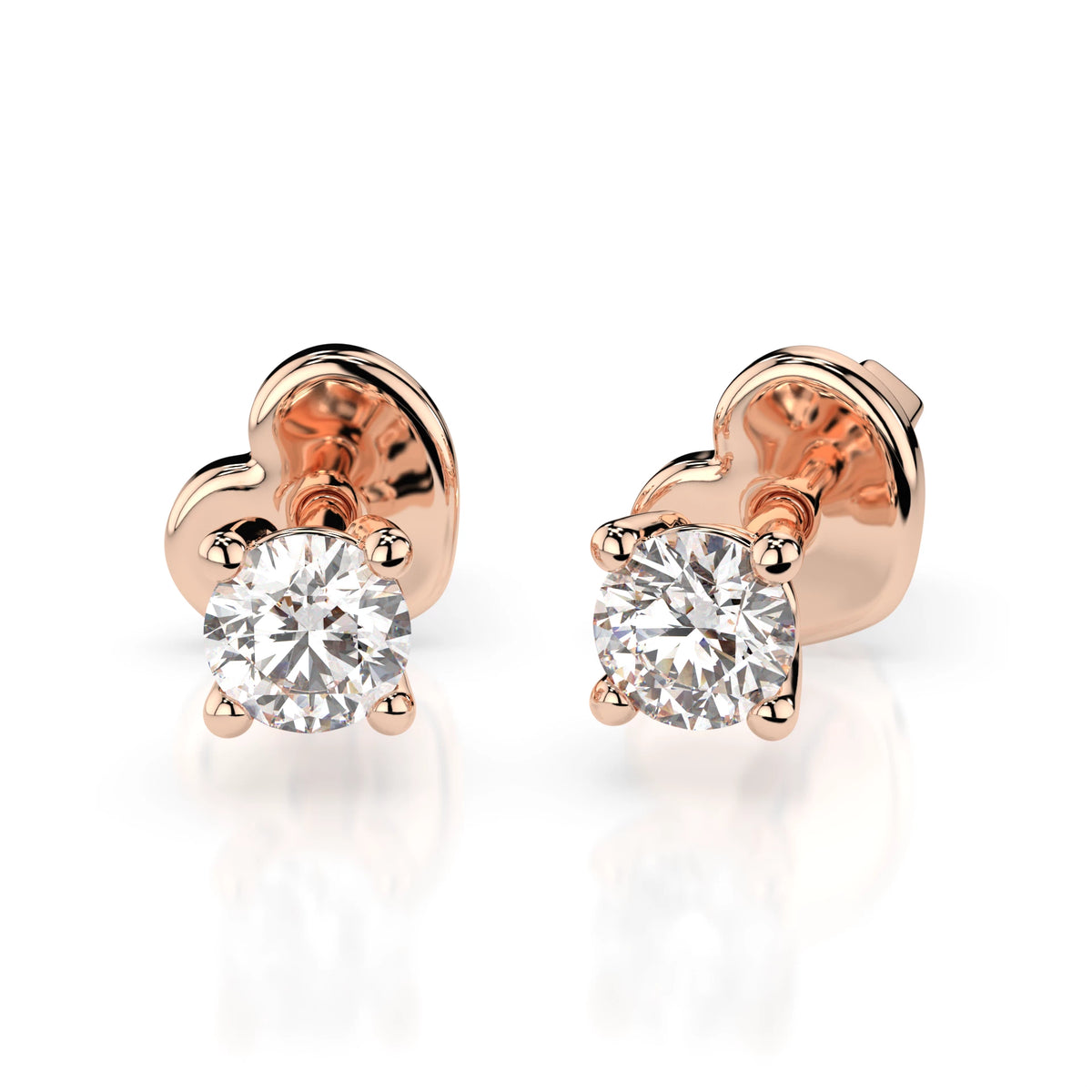 Cercei din Aur cu Diamante, Forma Rotund Briliant, 0,30 CT