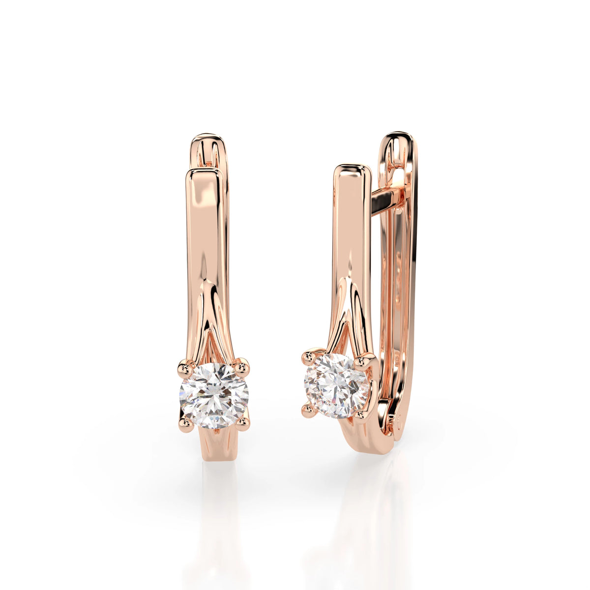 Cercei din Aur cu Diamante, Forma Rotund Briliant, 0,20 CT