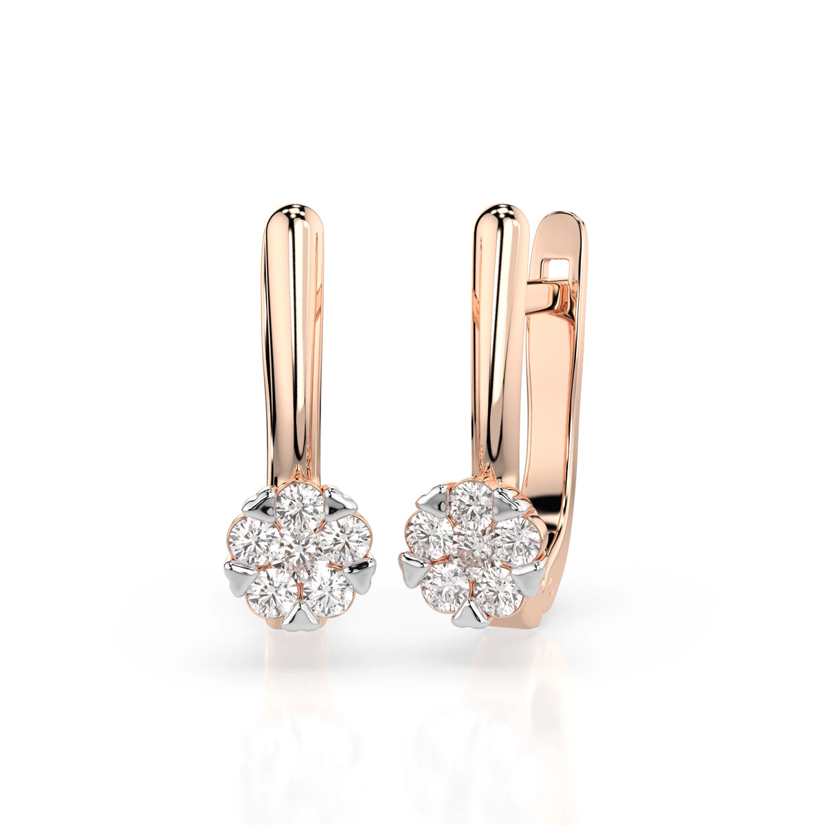 Cercei din Aur cu Diamante, Forma Rotund Briliant, 0,26 CT