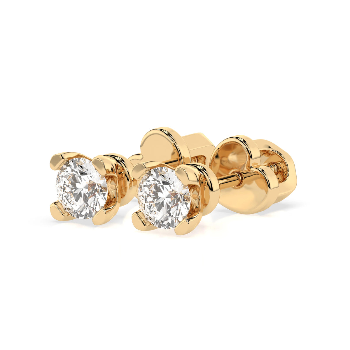 Cercei din Aur cu Diamante, Forma Rotund Briliant, 0,60 CT