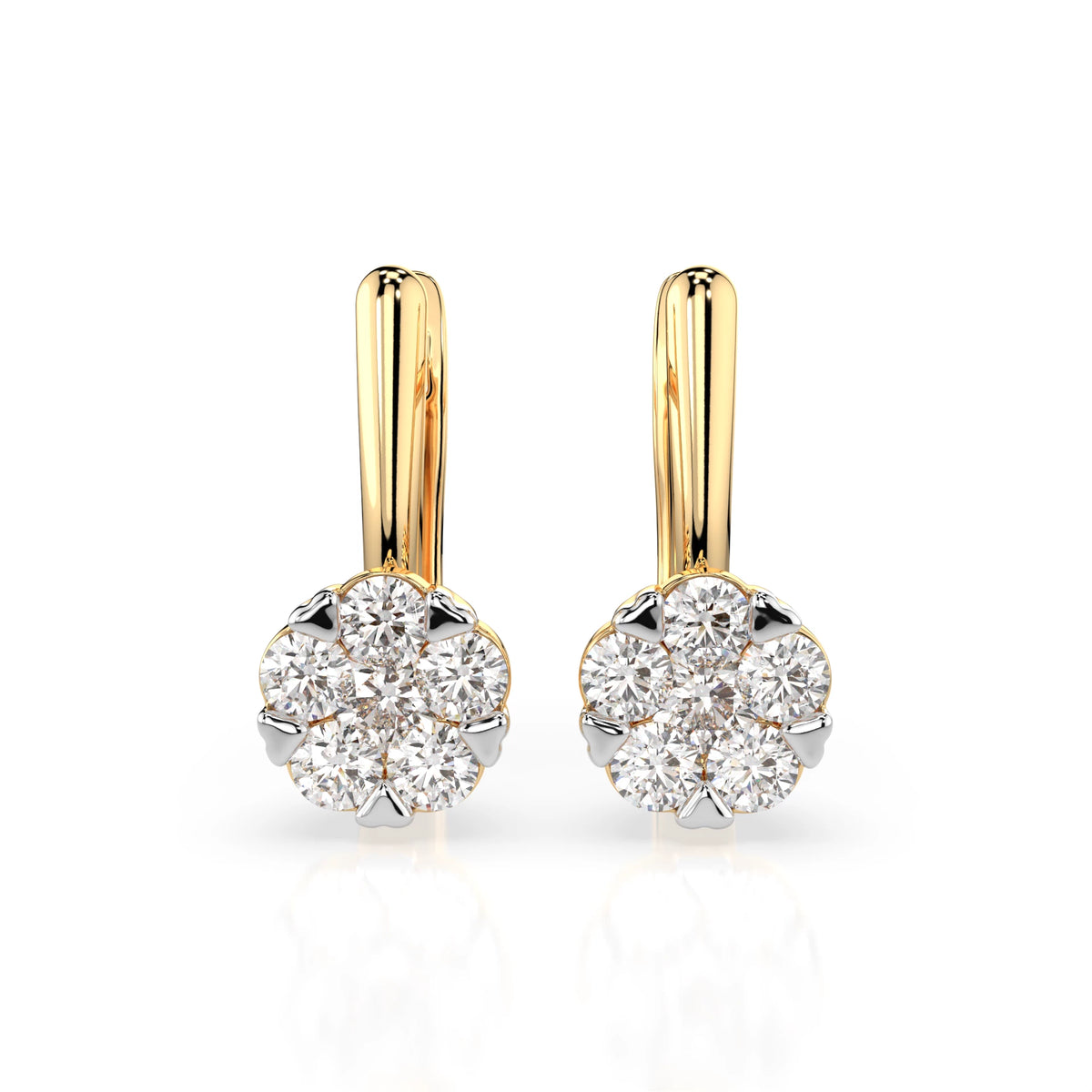 Cercei din Aur cu Diamante, Forma Rotund Briliant, 0,73 CT