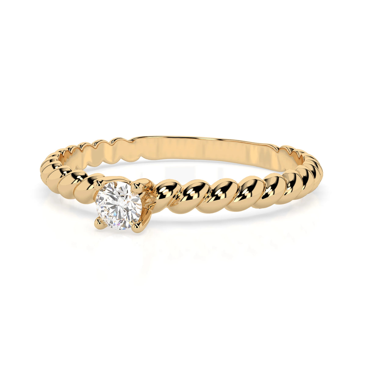 Inel de Logodnă Solitaire din Aur, Diamant Rotund Briliant 0,06 CT