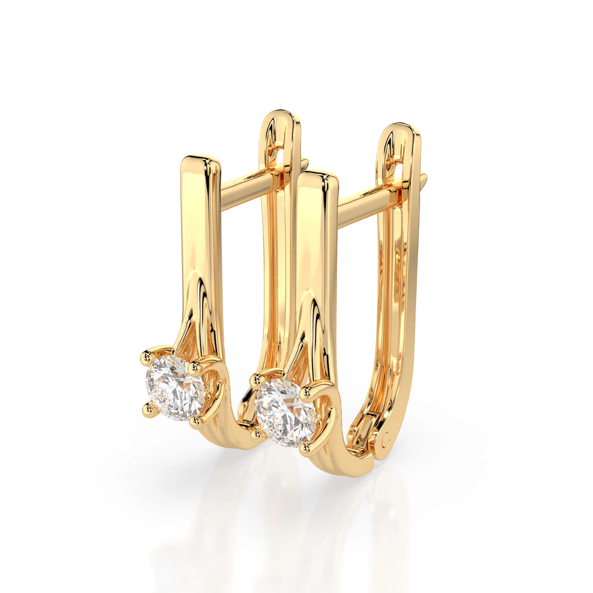 Cercei din Aur cu Diamante, Forma Rotund Briliant, 0,20 CT