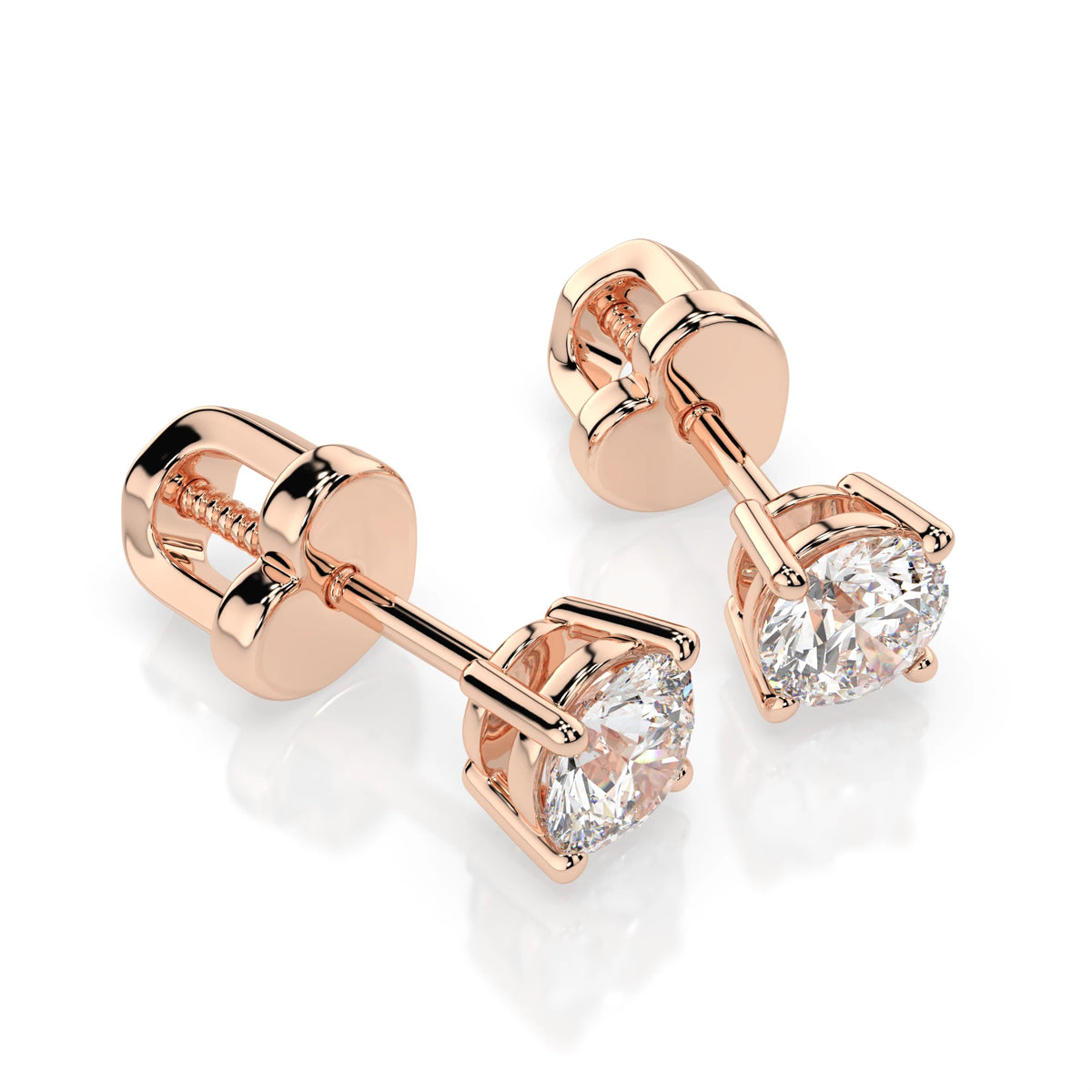 Cercei din Aur cu Diamante, Forma Rotund Briliant, 0,60 CT