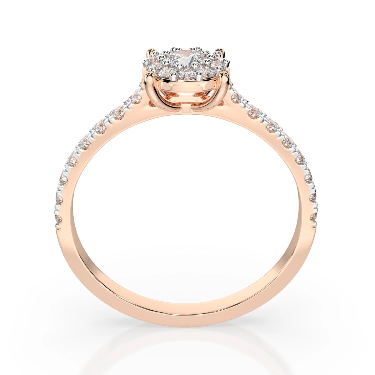 Inel de Logodnă din Aur cu Diamant Central Rotund Briliant și Diamante Laterale 0,35 CT