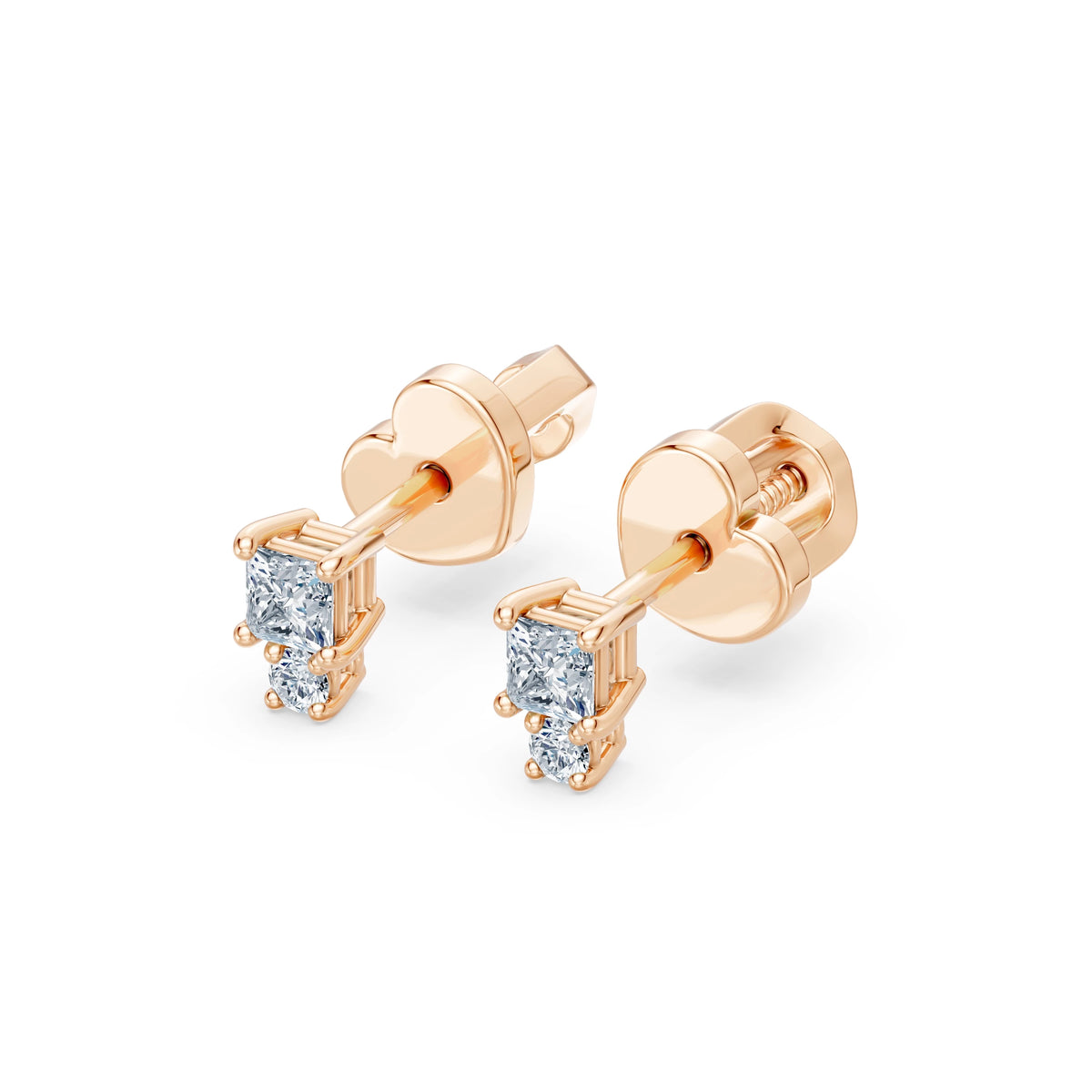 Cercei din Aur cu Diamante, Forma Princess, 0,24 CT