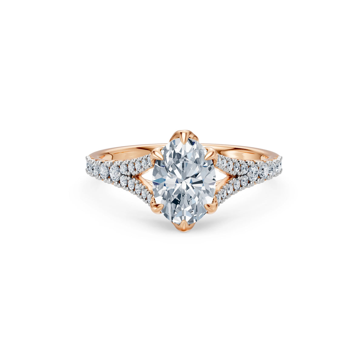 Inel de Logodnă din Aur cu Diamant Central Oval și Diamante Laterale 1,81 CT