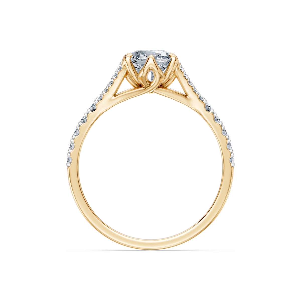 Inel de Logodnă din Aur cu Diamant Central Cushion și Diamante Laterale 1,81 CT