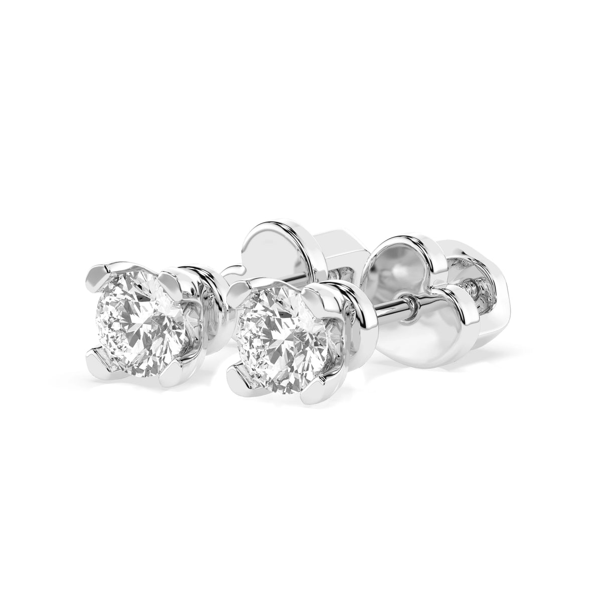 Cercei din Aur cu Diamante, Forma Rotund Briliant, 0,60 CT