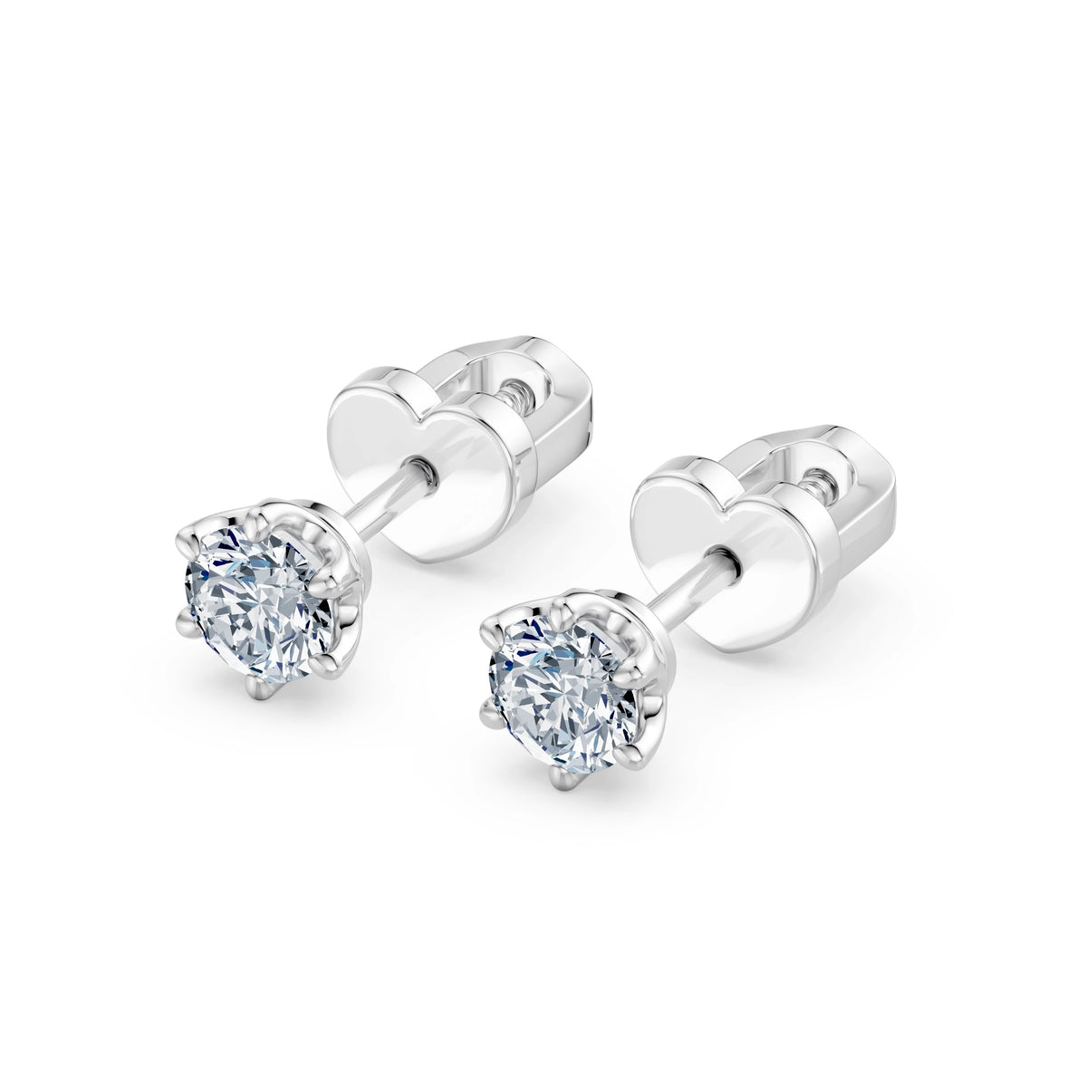 Cercei din Aur cu Diamante, Forma Rotund Briliant, 0,50 CT