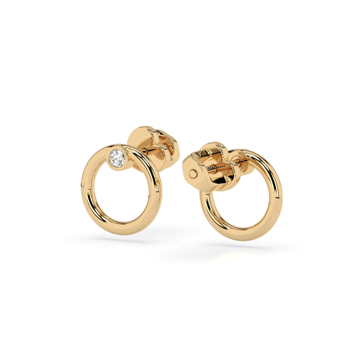 Cercei din Aur cu Diamante, Forma Rotund Briliant, 0,06 CT