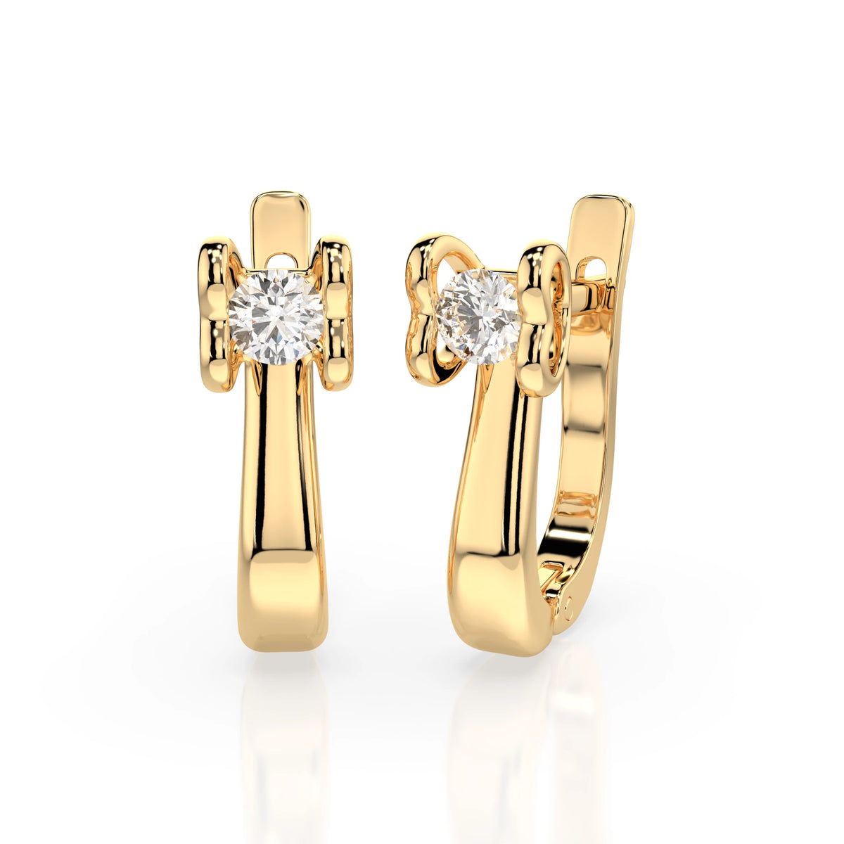 Cercei din Aur cu Diamante, Forma Rotund Briliant, 0,20 CT