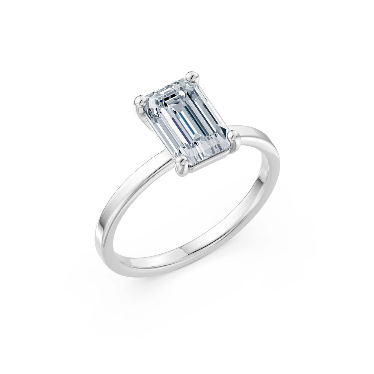Inel de Logodnă Solitaire din Aur, Diamant Emerald 2,00 CT