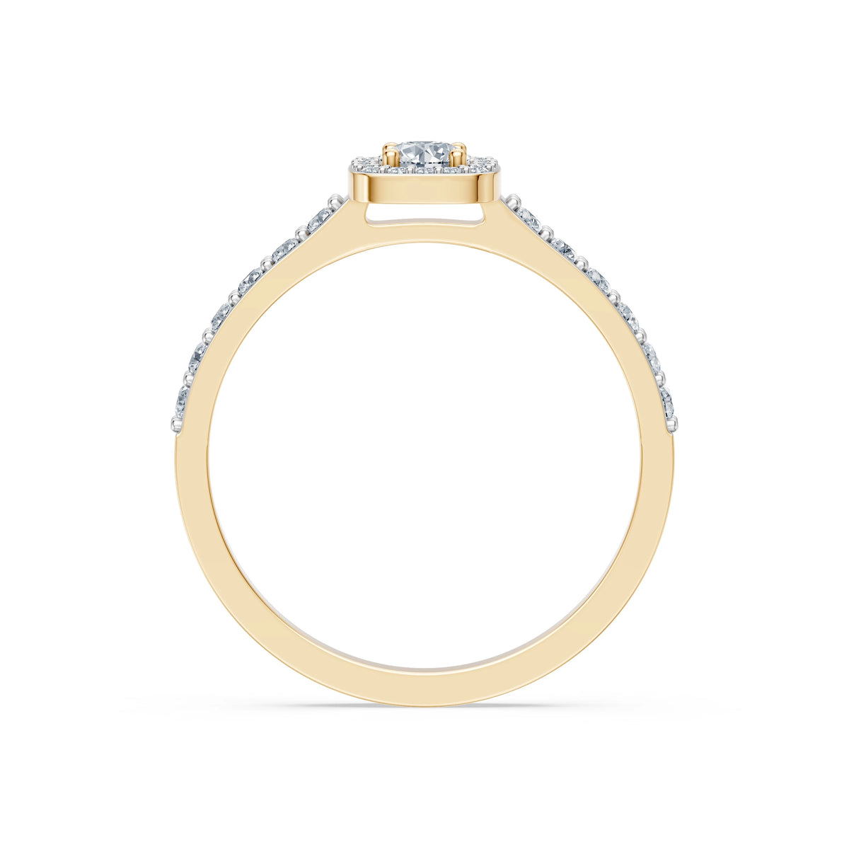 Inel de Logodnă din Aur cu Diamant Central Rotund Briliant și Diamante Laterale 0,46 CT