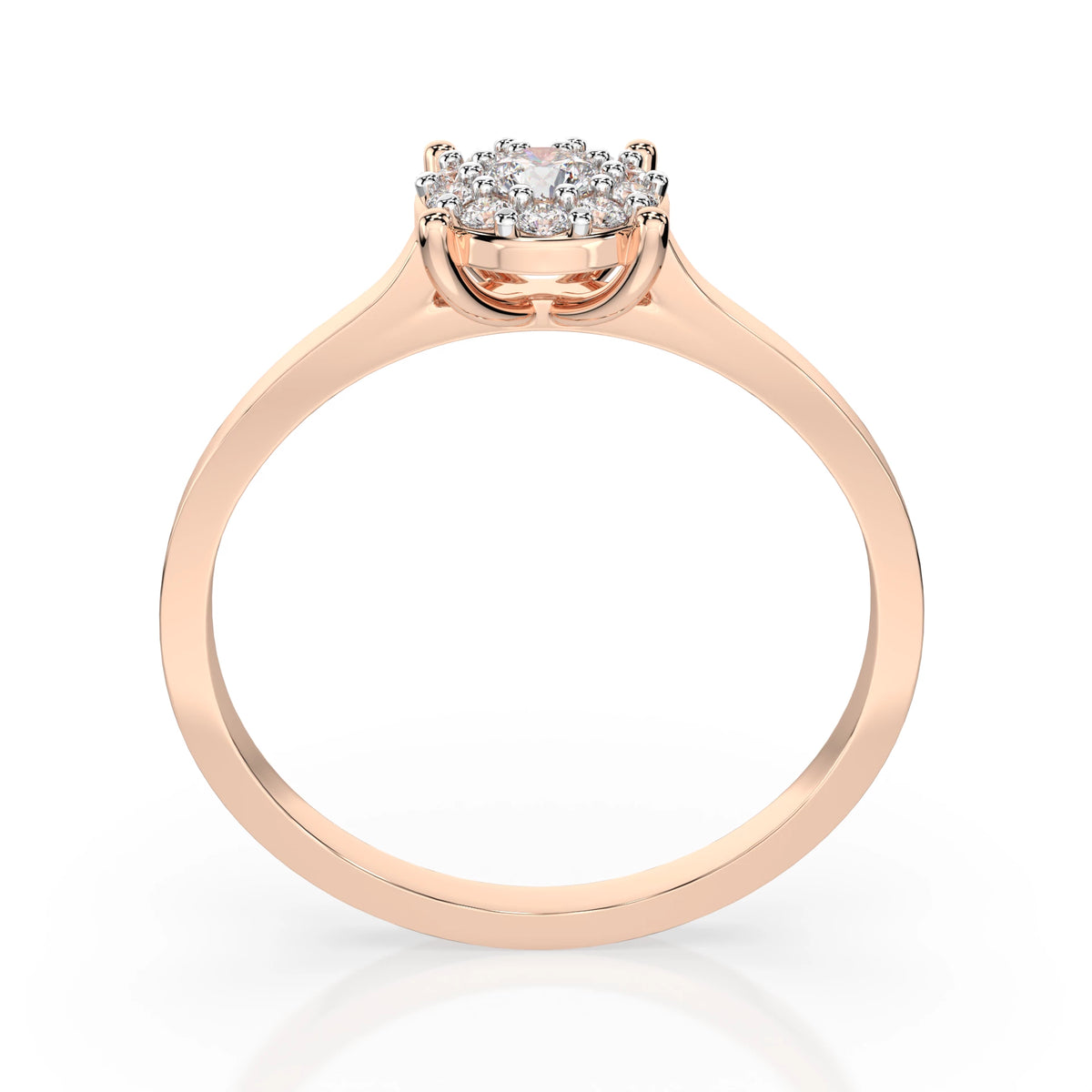 Inel de Logodnă din Aur cu Diamant Central Rotund Briliant și Diamante Laterale 0,11 CT