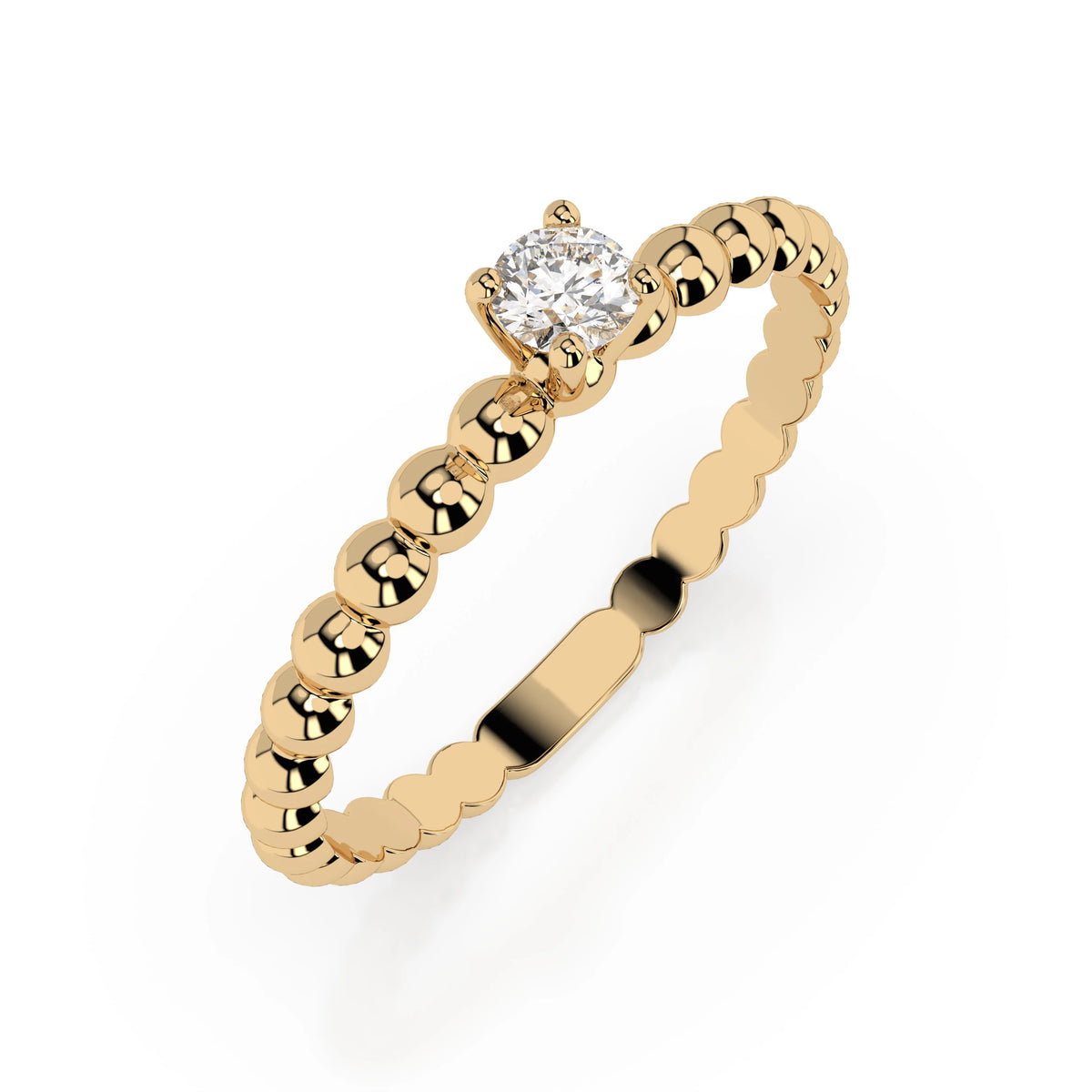 Inel de Logodnă Solitaire din Aur, Diamant Rotund Briliant 0,08 CT