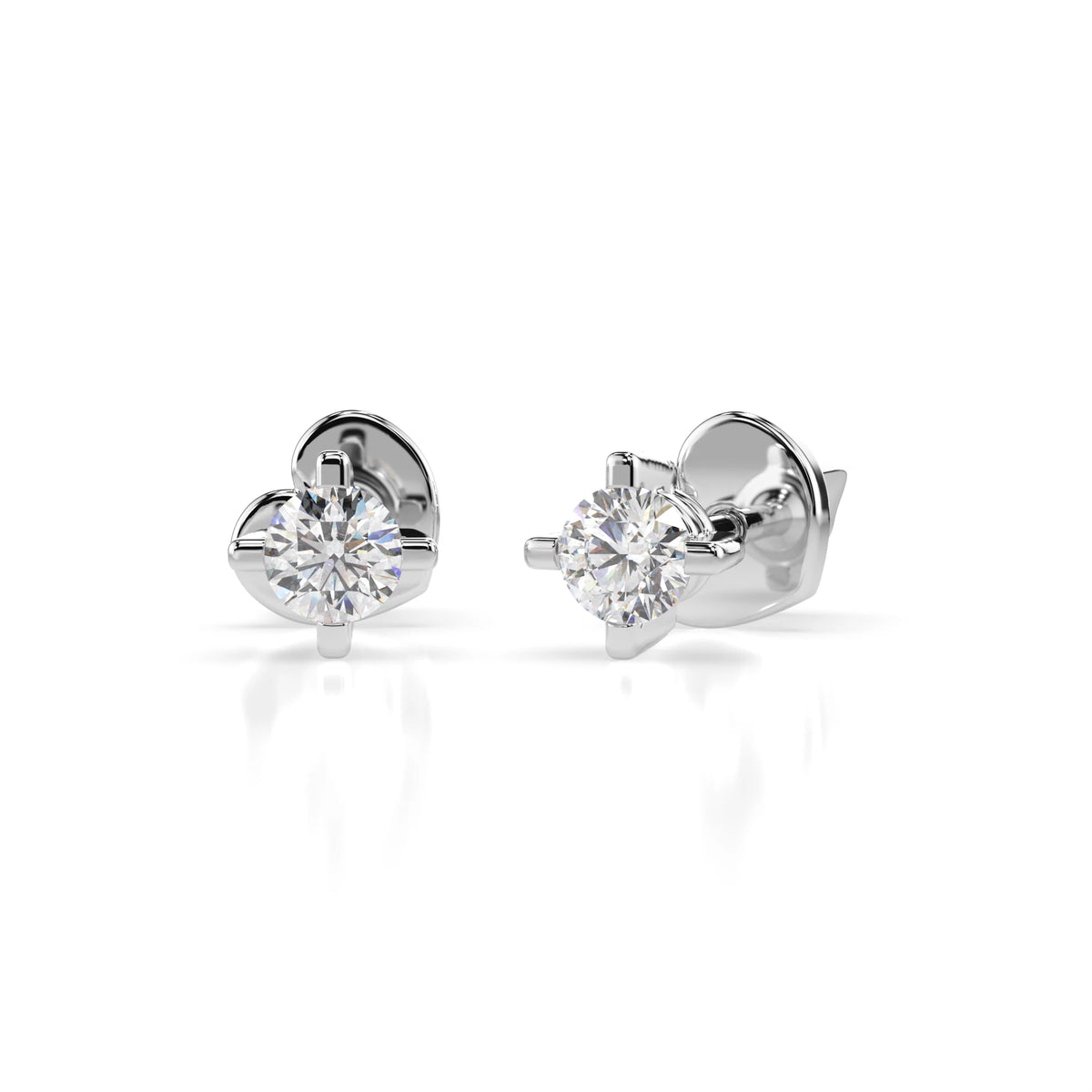 Cercei din Aur cu Diamante, Forma Rotund Briliant, 0,12 CT