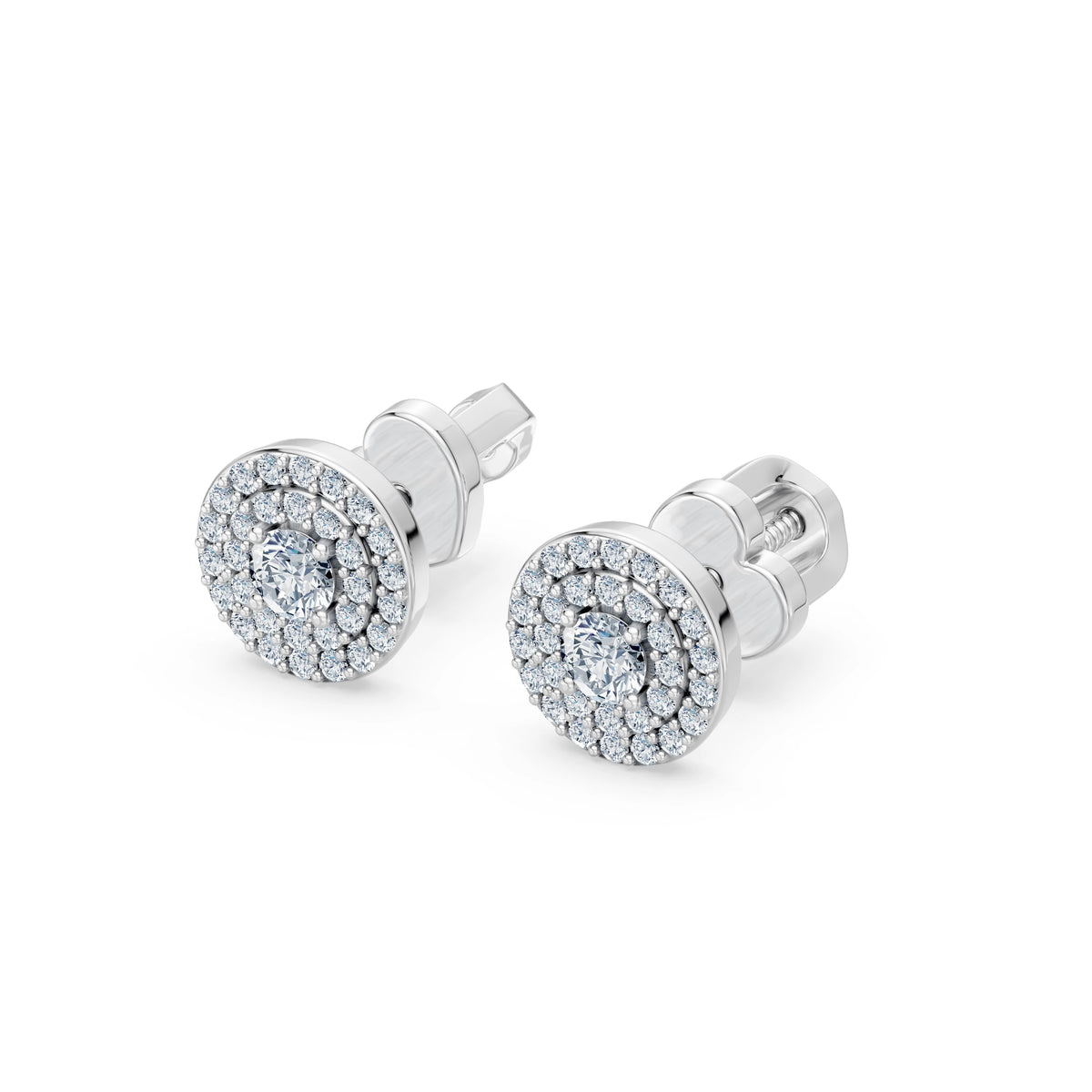 Cercei din Aur cu Diamante, Forma Rotund Briliant, 0,47 CT