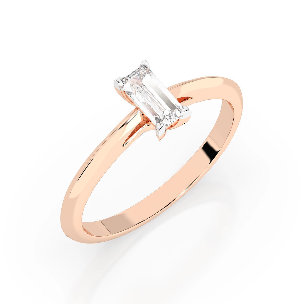 Inel de Logodnă Solitaire din Aur, Diamant Baguette 0,30 CT