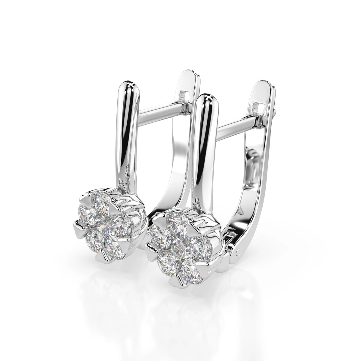 Cercei din Aur cu Diamante, Forma Rotund Briliant, 0,42 CT