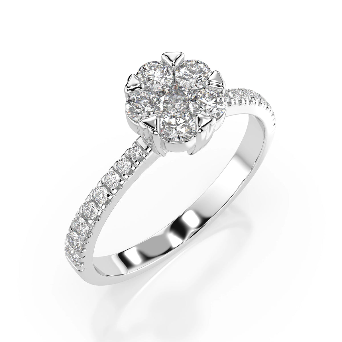 Inel din Aur cu Diamante, Forma Rotund Briliant, 0,58 CT