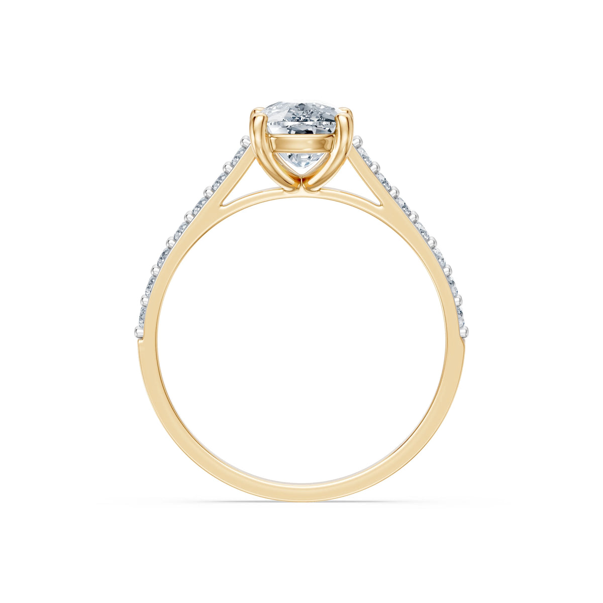Inel de Logodnă din Aur cu Diamant Central Cushion și Diamante Laterale 1,78 CT