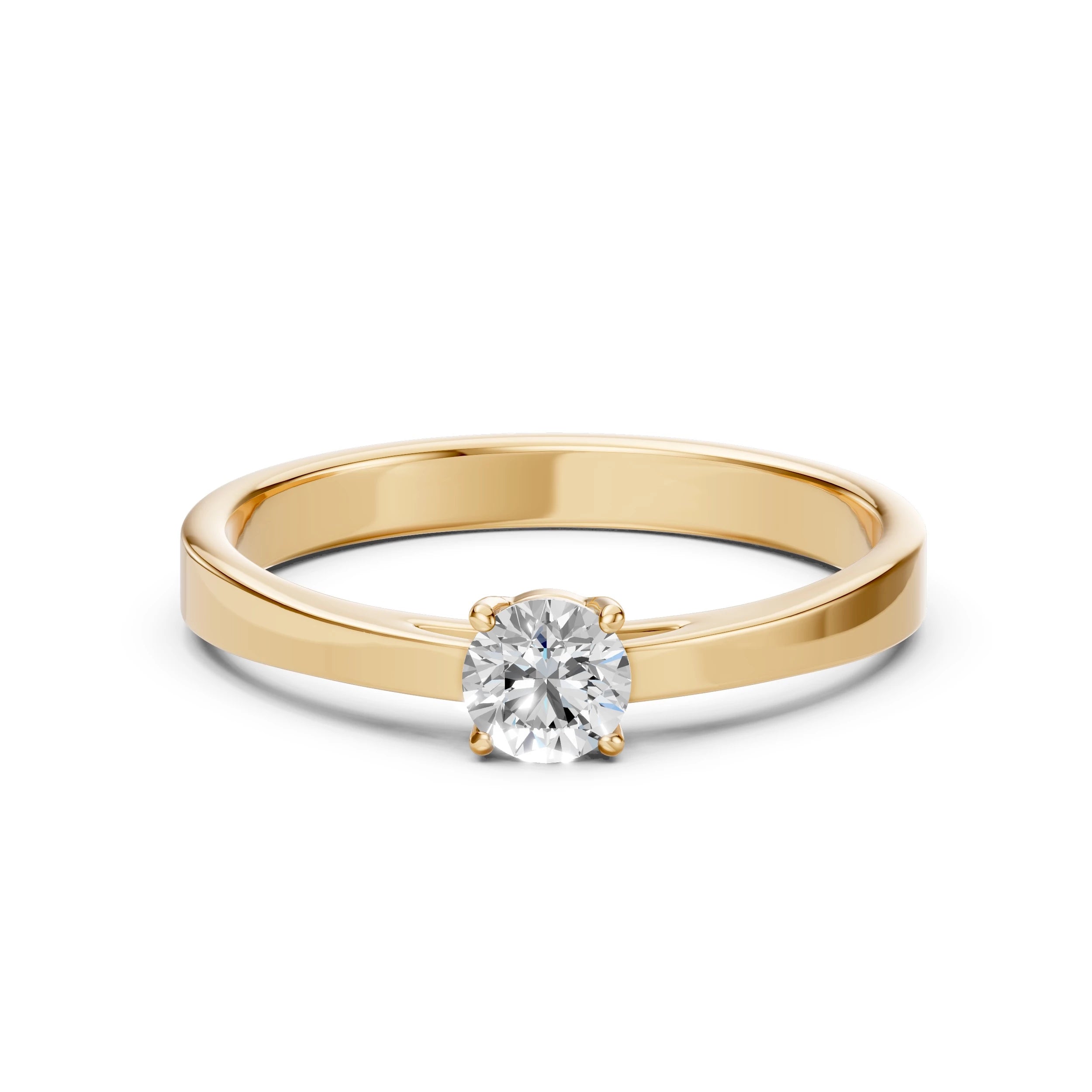 Inel de Logodnă Solitaire din Aur, Diamant Rotund Briliant 0.40 CT