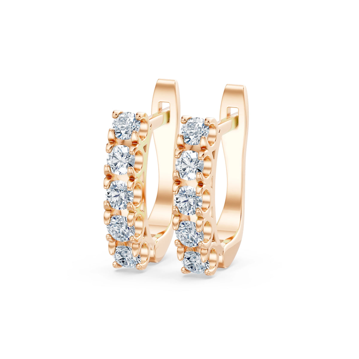 Cercei din Aur cu Diamante, Forma Rotund Briliant, 0,60 CT