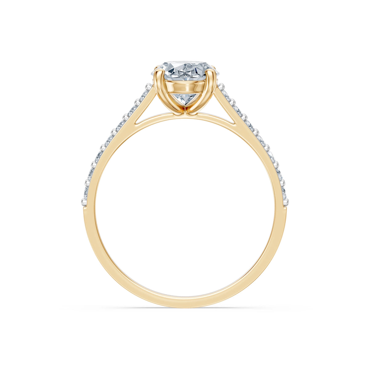 Inel de Logodnă din Aur cu Diamant Central Oval și Diamante Laterale 1,78 CT