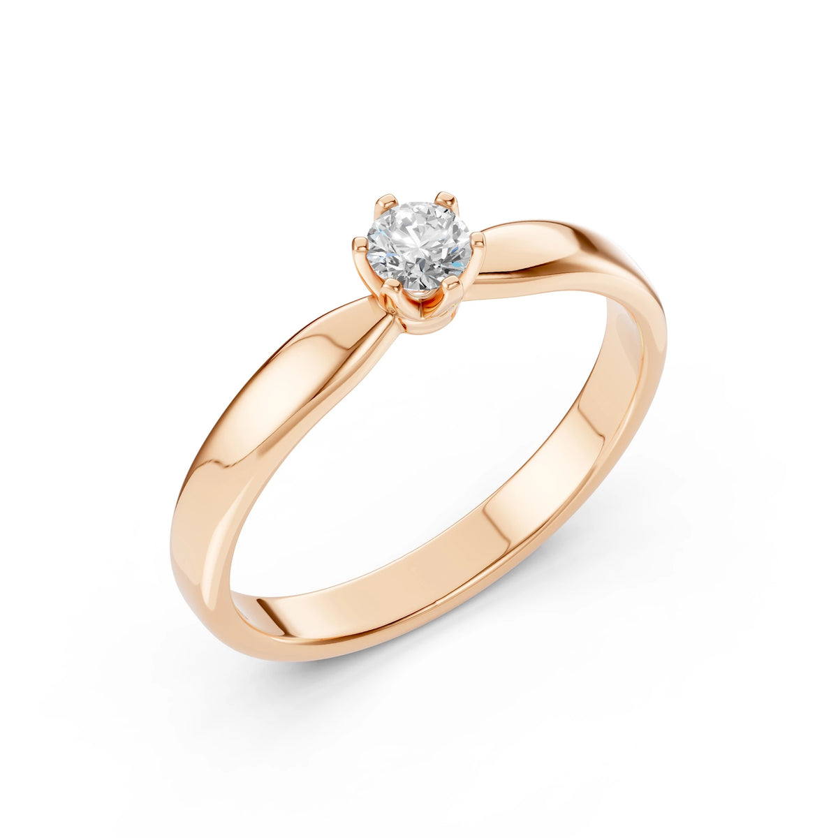 Inel de Logodnă Solitaire din Aur, Diamant Rotund Briliant 0,15 CT