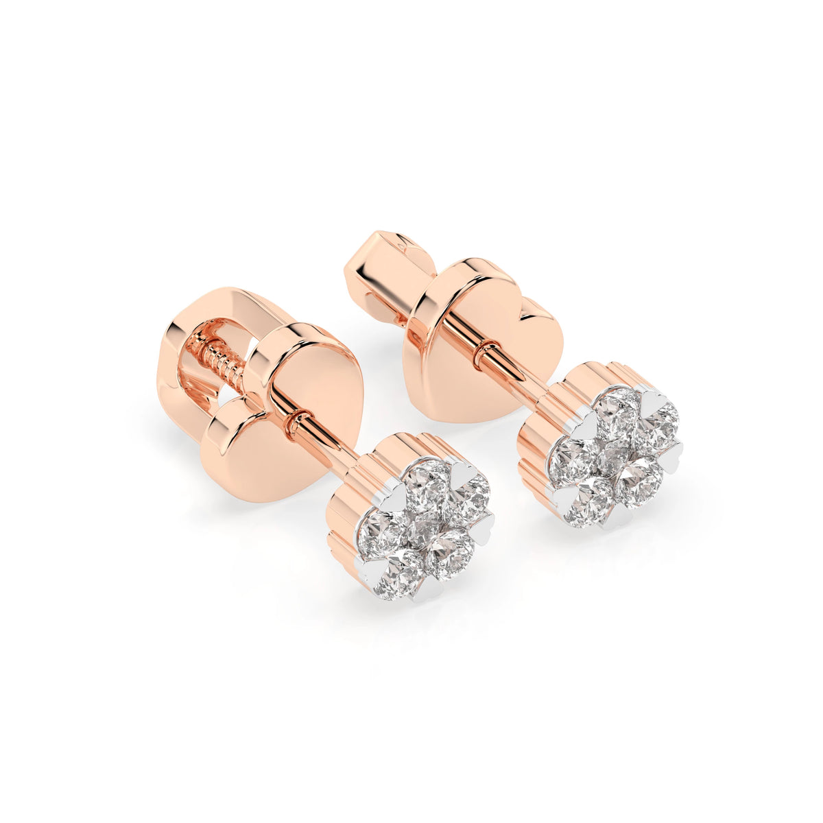 Cercei din Aur cu Diamante, Forma Rotund Briliant, 0,24 CT