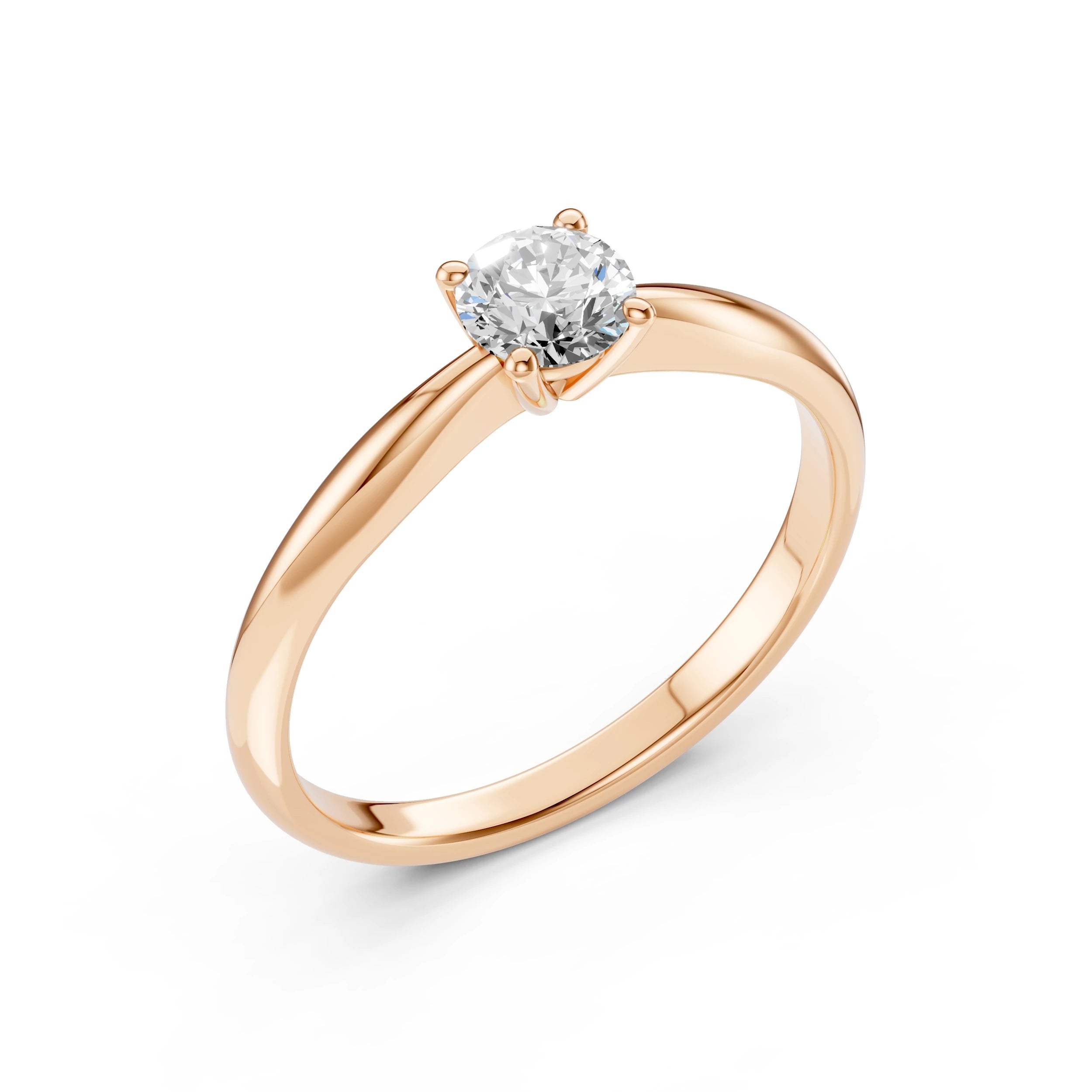 Inel de Logodnă Solitaire din Aur, Diamant Rotund Briliant 0.40 CT