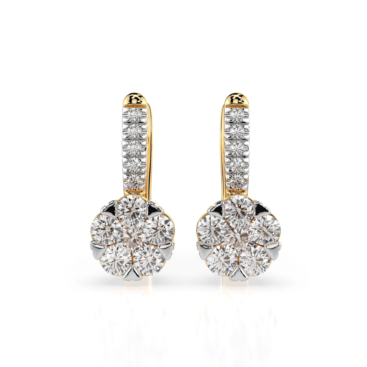 Cercei din Aur cu Diamante, Forma Rotund Briliant, 0,81 CT