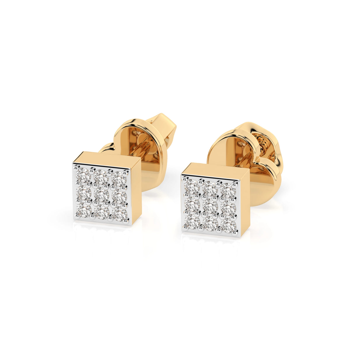 Cercei din Aur cu Diamante, Forma Rotund Briliant, 0,11 CT