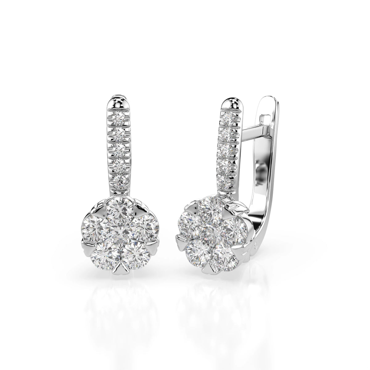 Cercei din Aur cu Diamante, Forma Rotund Briliant, 0,81 CT