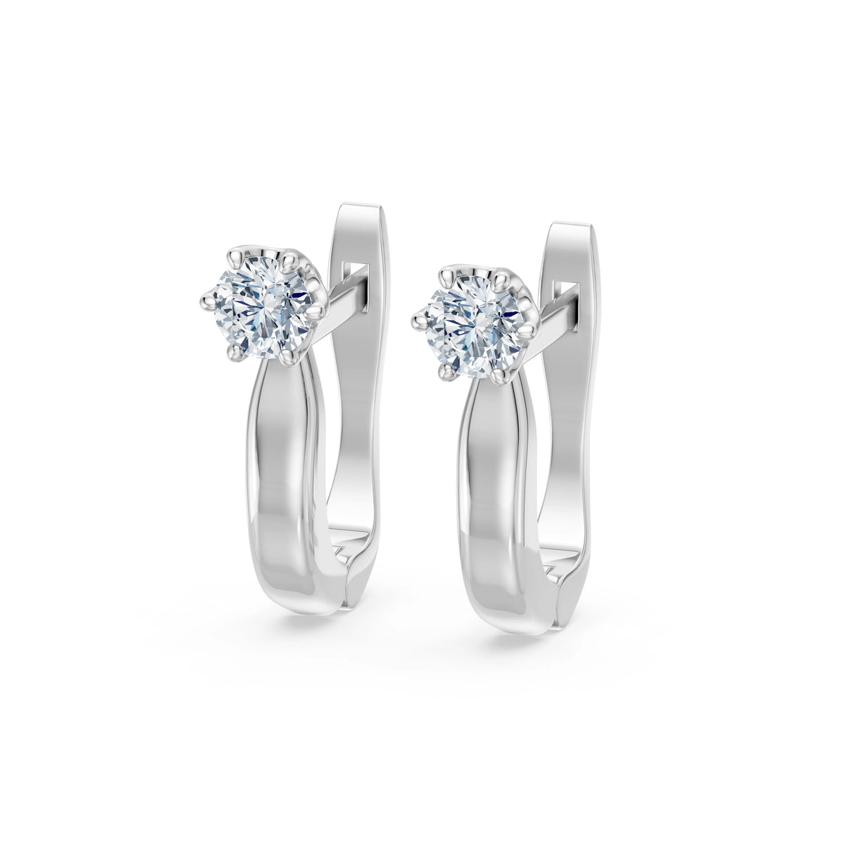 Cercei din Aur cu Diamante, Forma Rotund Briliant, 0,50 CT