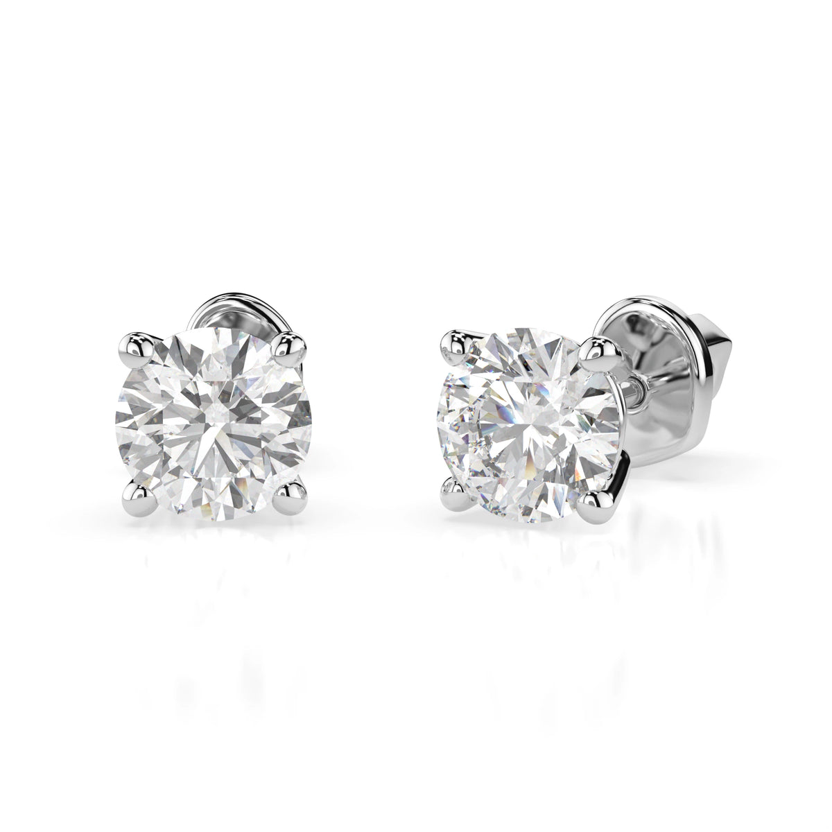 Cercei din Aur cu Diamante, Forma Rotund Briliant, 1,00 CT